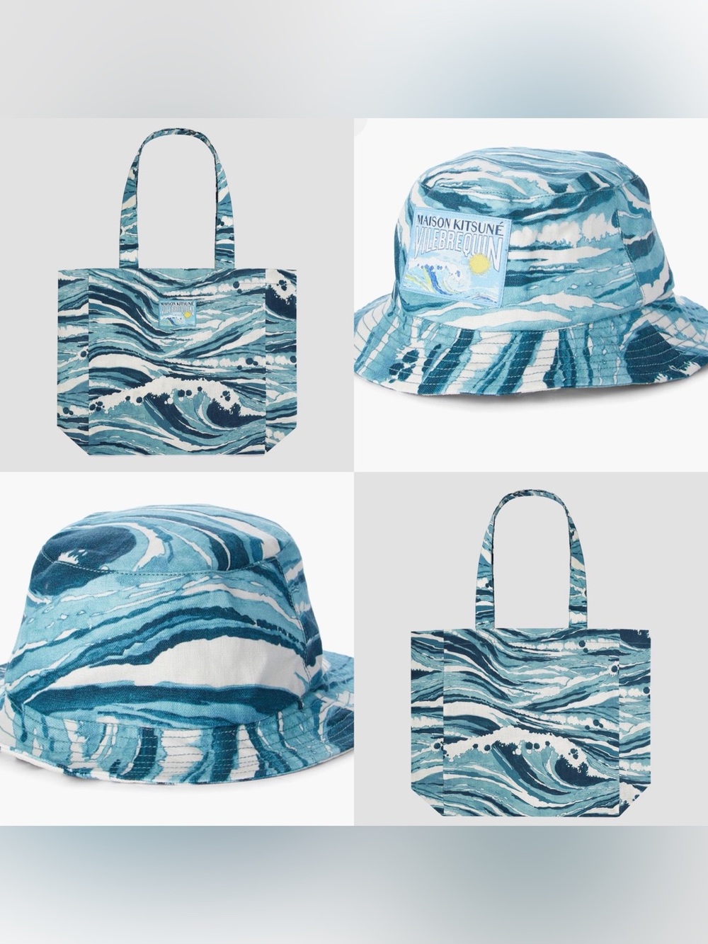 🔥 Vilebrequin x Maison Kitsune $180 Linen Tote Beach Bag & $145 Bucket Hat Set